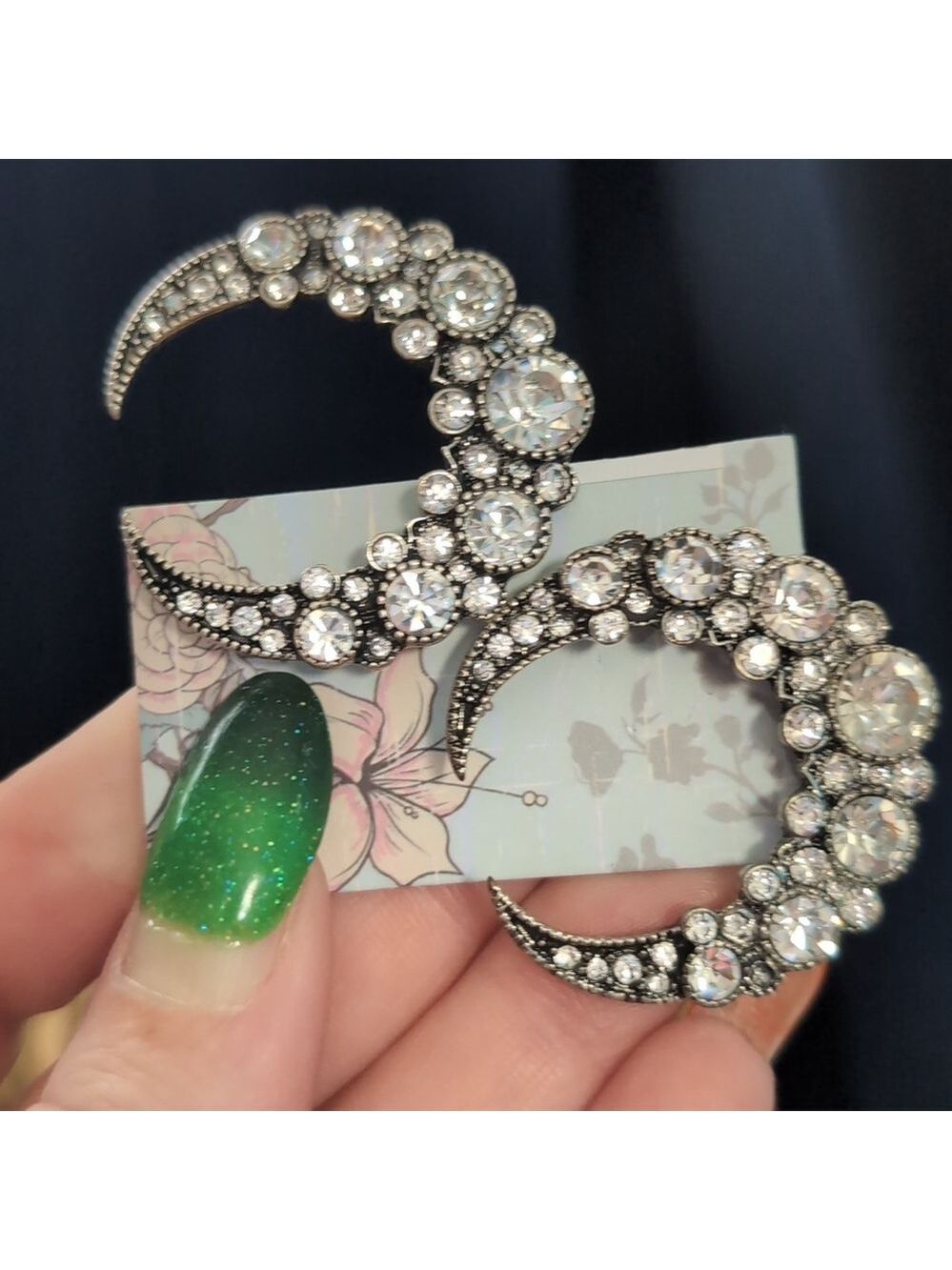 Crystal Crescent Moon Earrings